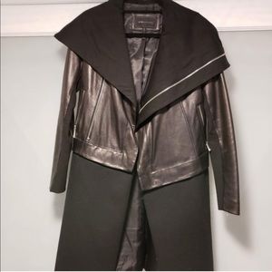 Leather wool two part coat.